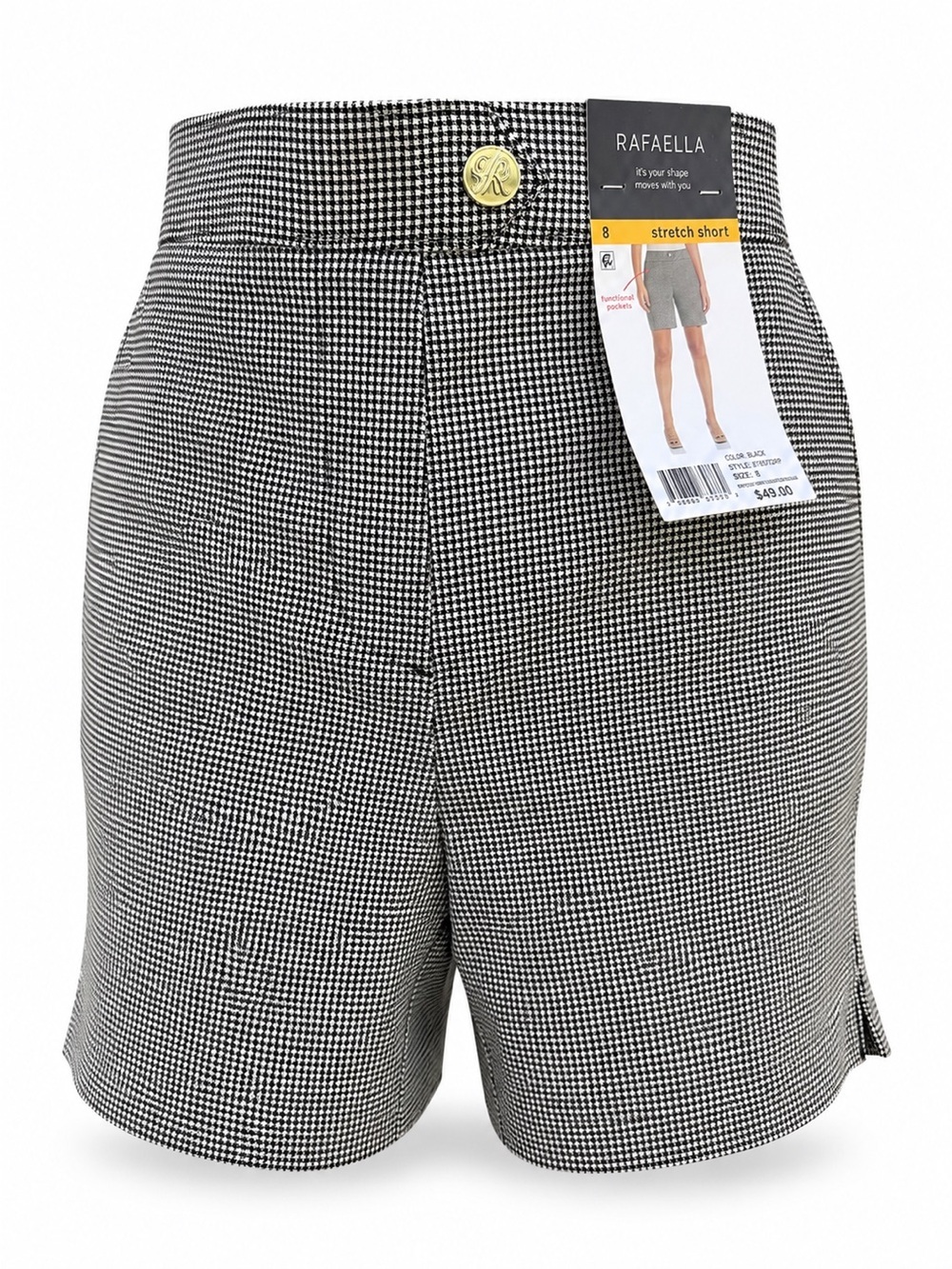 Rafaella Black & White Houndstooth Tailored Stretch Shorts